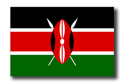 ケニア共和国の国旗-ドロップシャドウ