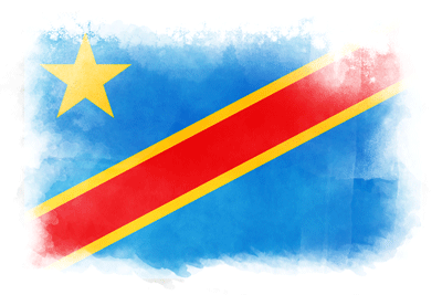 コンゴ民主共和国の国旗-水彩風
