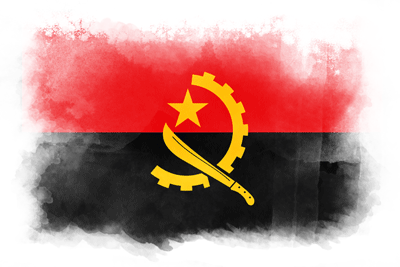 アンゴラ共和国の国旗-水彩風