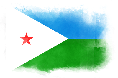 ジブチ共和国の国旗-水彩風