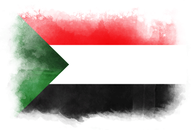 スーダン共和国の国旗-水彩風