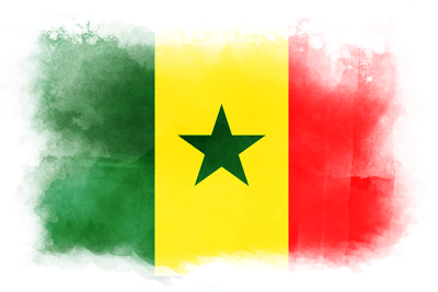セネガル共和国の国旗-水彩風