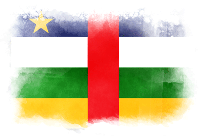 中央アフリカ共和国の国旗-水彩風