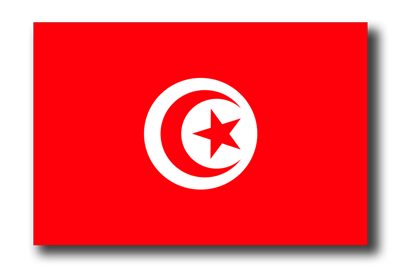 チュニジア共和国の国旗-ドロップシャドウ