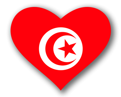 チュニジア共和国の国旗-ハート
