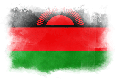 マラウィ共和国の国旗-水彩風