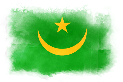 モーリタニア・イスラム共和国の国旗-水彩風