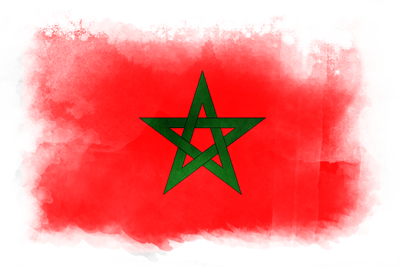 モロッコ王国の国旗-水彩風