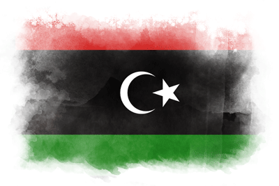 リビアの国旗-水彩風
