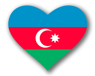 アゼルバイジャン共和国の国旗-ハート