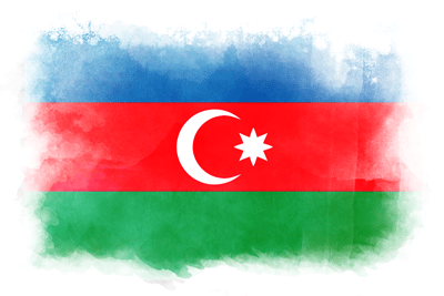 アゼルバイジャン共和国の国旗-水彩風
