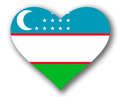 ウズベキスタン共和国の国旗-ハート