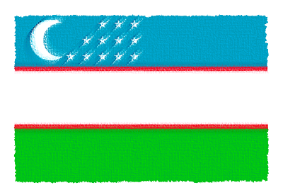 ウズベキスタン共和国の国旗-パステル