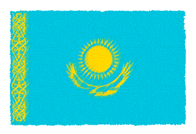 カザフスタン共和国の国旗-パステル