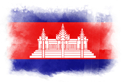 カンボジア王国の国旗-水彩風