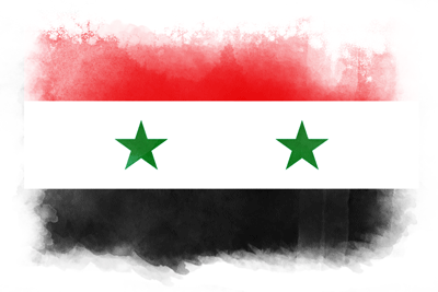 シリア・アラブ共和国の国旗-水彩風