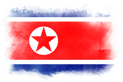 朝鮮民主主義人民共和国（北朝鮮）の国旗-水彩風