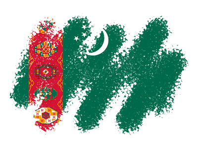 トルクメニスタンの国旗-クレヨン1