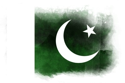 パキスタン・イスラム共和国の国旗-水彩風
