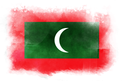 モルディブ共和国の国旗-水彩風