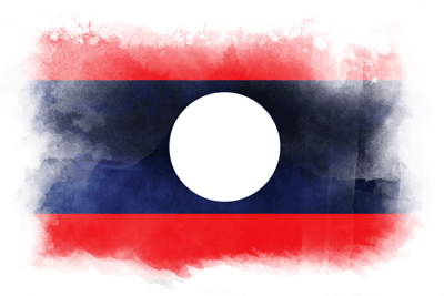 ラオス人民民主共和国の国旗-水彩風