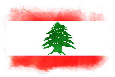 レバノン共和国の国旗-水彩風