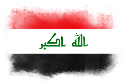 イラク共和国の国旗-水彩風