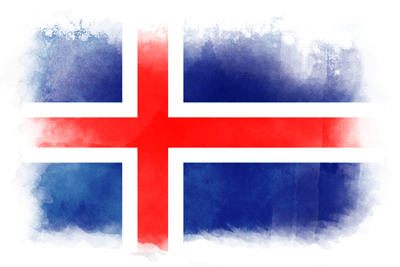 アイスランド共和国の国旗-水彩風