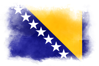 ボスニア・ヘルツェゴビナの国旗-水彩風