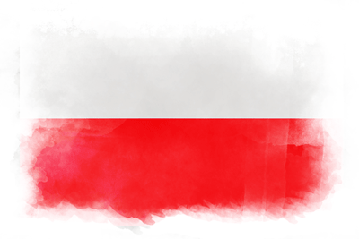 ポーランド共和国の国旗-水彩風
