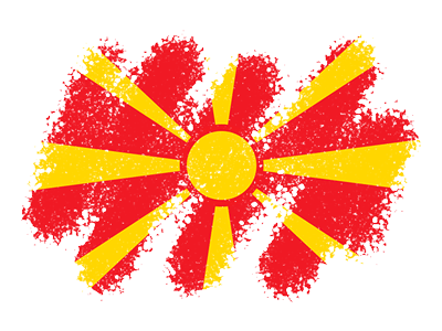 北マケドニア共和国の国旗-クレヨン1