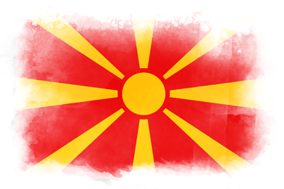 北マケドニア共和国の国旗-水彩風