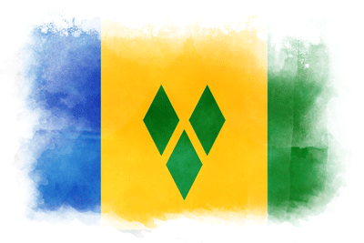 セントビンセント・グレナディーン諸島の国旗-水彩風