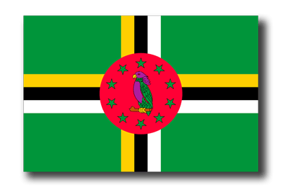 ドミニカ国の国旗-ドロップシャドウ