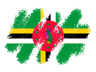 ドミニカ国の国旗-クレヨン1