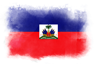 ハイチ共和国の国旗-水彩風