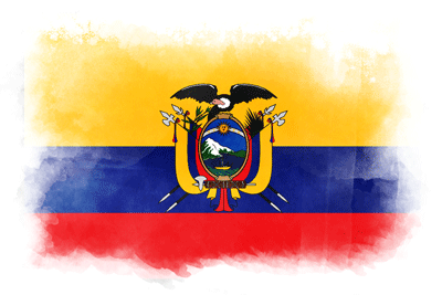エクアドル共和国の国旗-水彩風