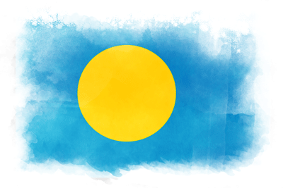 パラオ共和国の国旗-水彩風