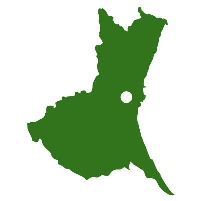 茨城県の無料フリーイラスト｜文字なし・県庁所在地あり(緑)