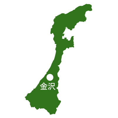 石川県の無料フリーイラスト｜日本語・県庁所在地あり(緑)