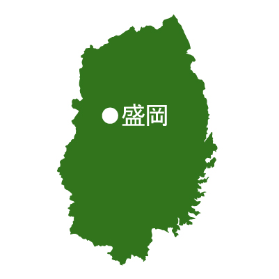岩手県の無料フリーイラスト｜日本語・県庁所在地あり(緑)