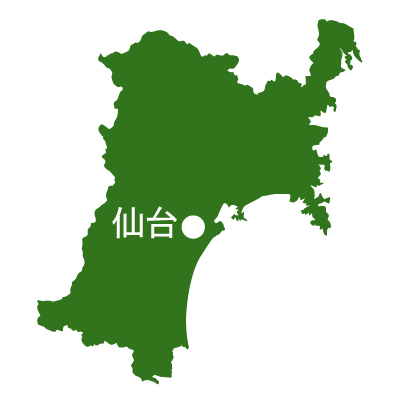 宮城県の無料フリーイラスト｜日本語・県庁所在地あり(緑)