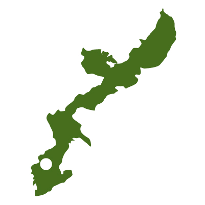 沖縄県の無料フリーイラスト｜文字なし・県庁所在地あり(緑)