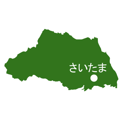 埼玉県の無料フリーイラスト｜日本語・県庁所在地あり(緑)