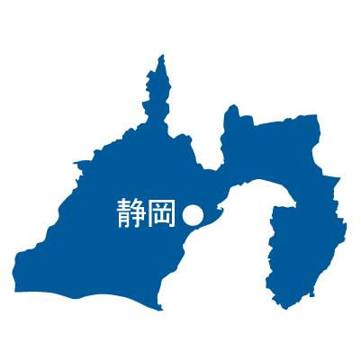 静岡県の無料フリーイラスト｜日本語・県庁所在地あり(青)