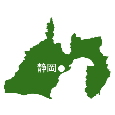 静岡県の無料フリーイラスト｜日本語・県庁所在地あり(緑)