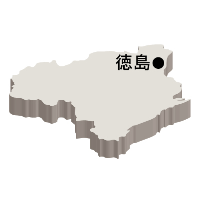 徳島県の無料フリーイラスト｜日本語・県庁所在地あり・立体(白)