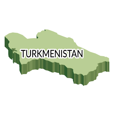 トルクメニスタン無料フリーイラスト｜英語・立体(緑)