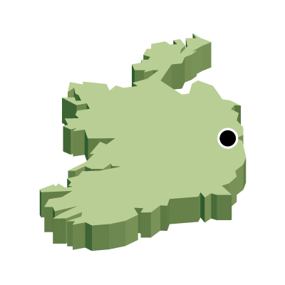 アイルランド無料フリーイラスト｜首都・立体(緑)