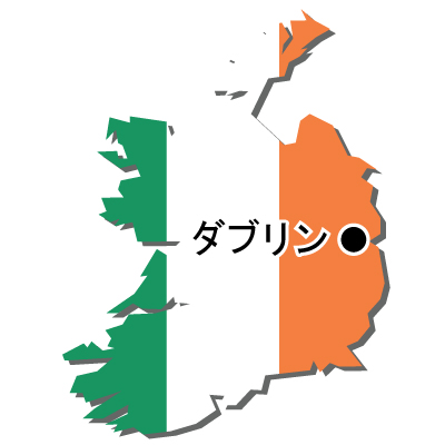アイルランド無料フリーイラスト｜首都名・国旗付